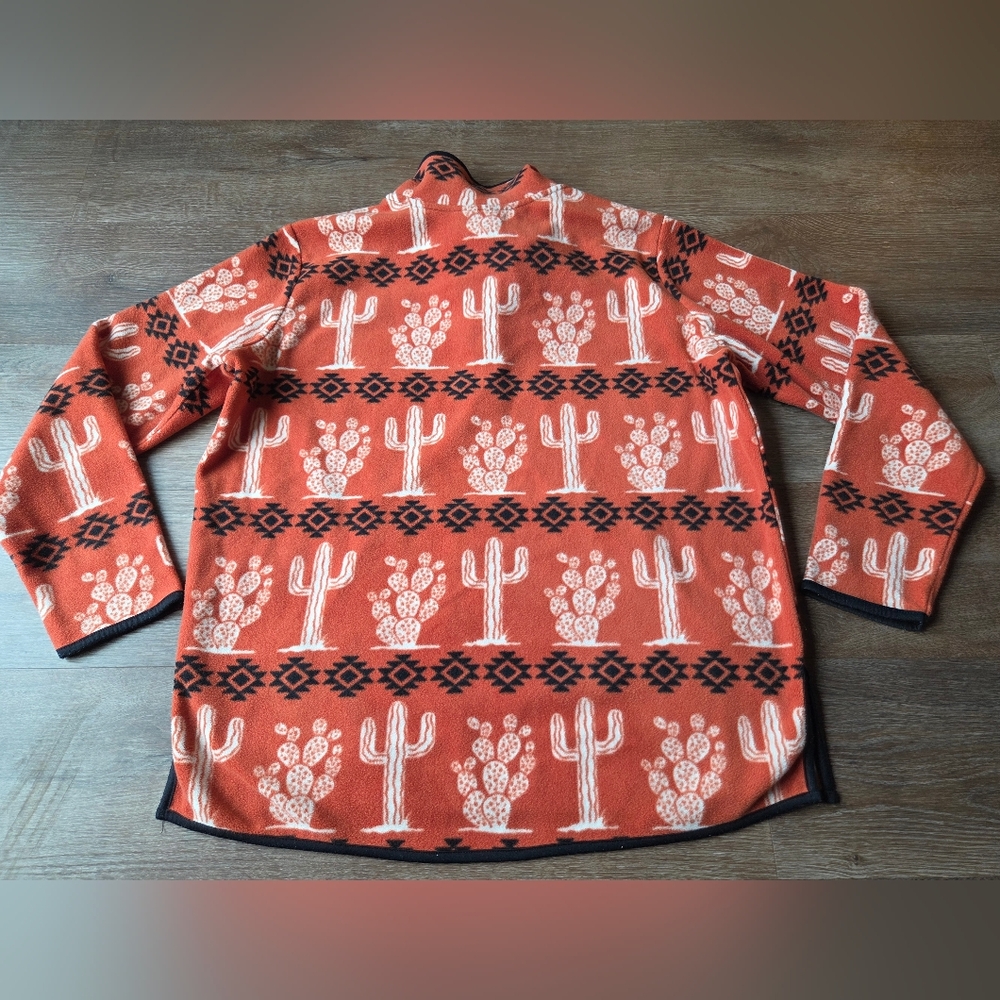 Women's Wrangler Allover Cactus Quarter-zip Fleece Pullover In Cinnabar size L - Picture 9 of 9